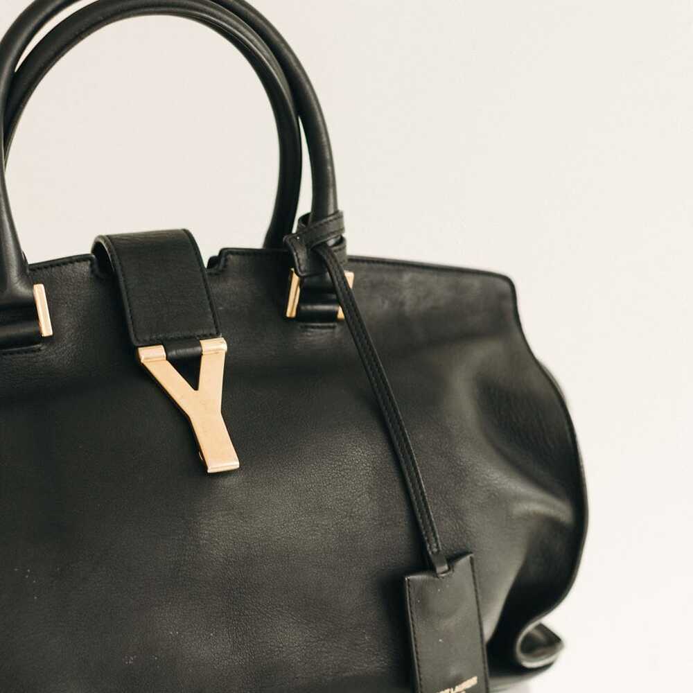 Saint Laurent Cabas Chyc  "Y"  Black Leather Tote Bag image 3